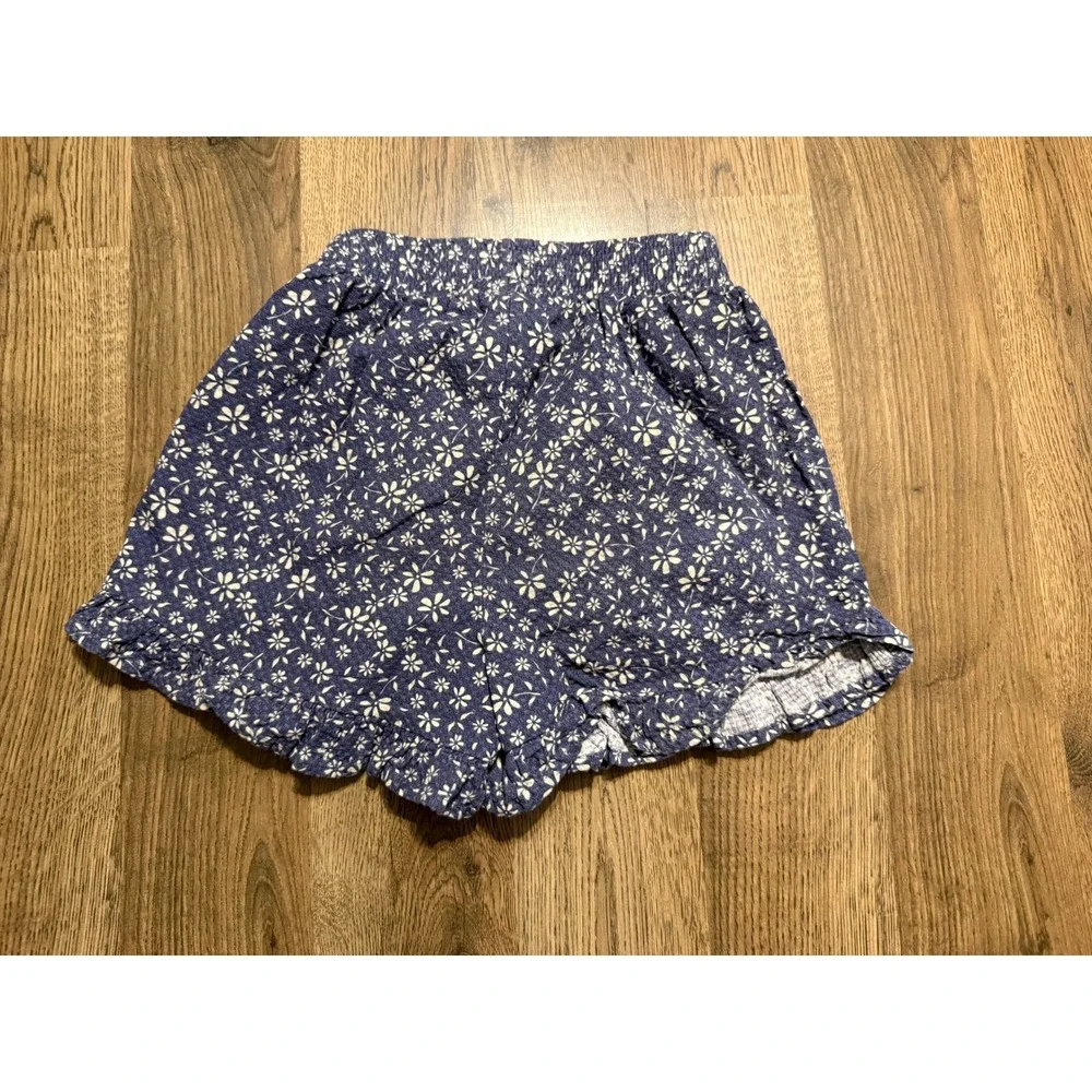 Jessica Simpson Floral Shorts Girls Size M (8) Blue Kids Ruffle Cotton Excellent